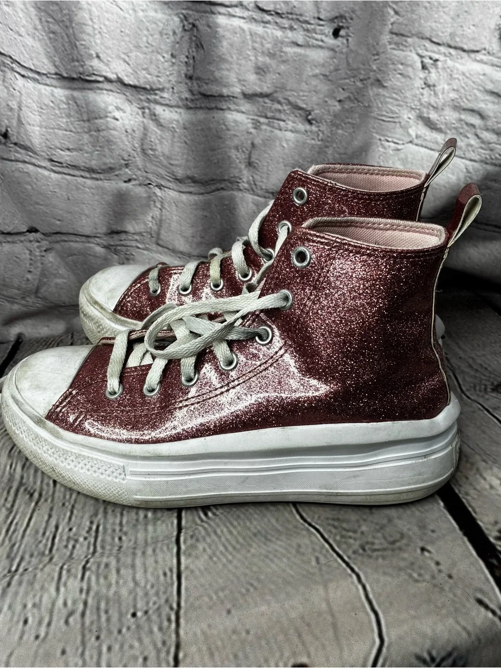 Converse Chuck Taylor All Star Move Platform Glitter Pink High Top Sneakers Sz 3